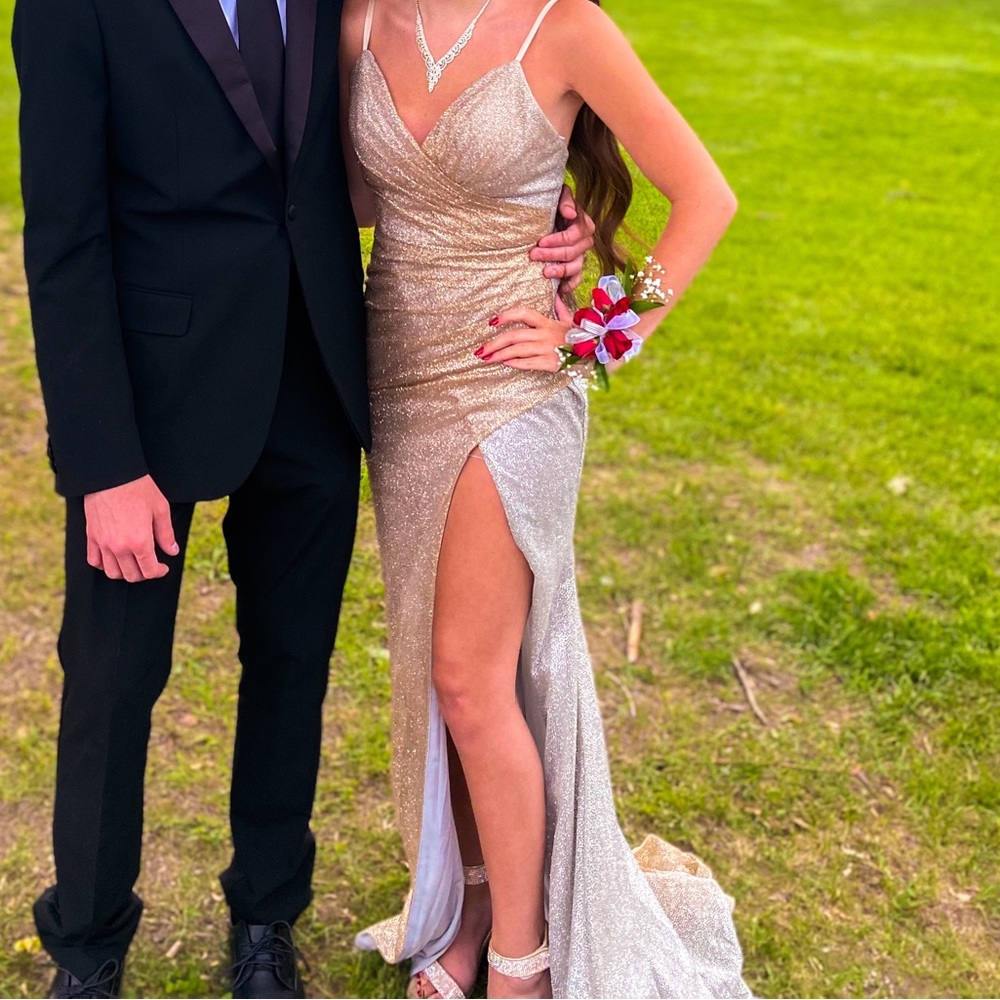 Gold And Silver Sparkly Prom Dress